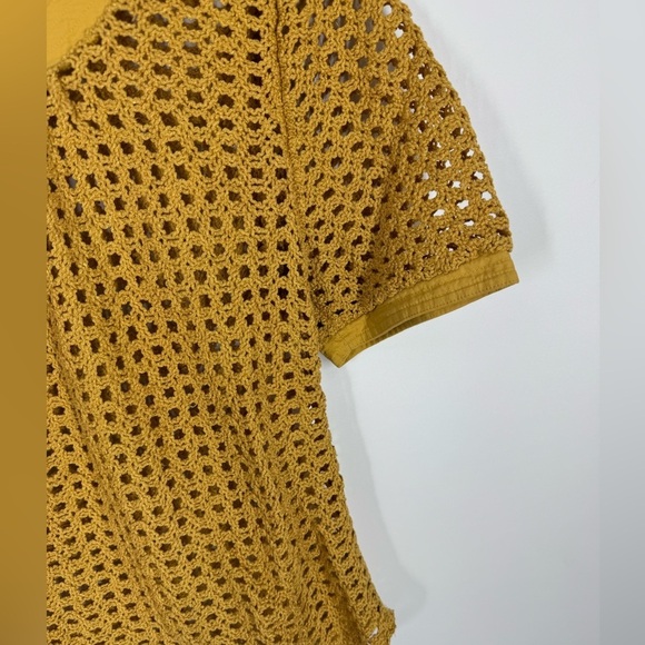 Anthropologie Angel of north crochet XL sweater Large Mustard - Picture 4 of 6